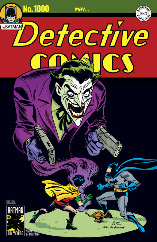 DC COMICS (W) Peter J. Tomasi & Various (A) Doug Mahnke & Various (CA) Bruce Timm After 80 years, it's here-the 1,000th issue of DETECTIVE COMICS, the title that literally defines DC! This 96-page issue is stacked with an unbelievable lineup of talent that will take you on a journey through Batman's past, present and future...plus a sensational epilogue that features the first-ever DC Universe appearance of the deadly Arkham Knight! But who is under the mask? And why do they want Batman dead? The incredible